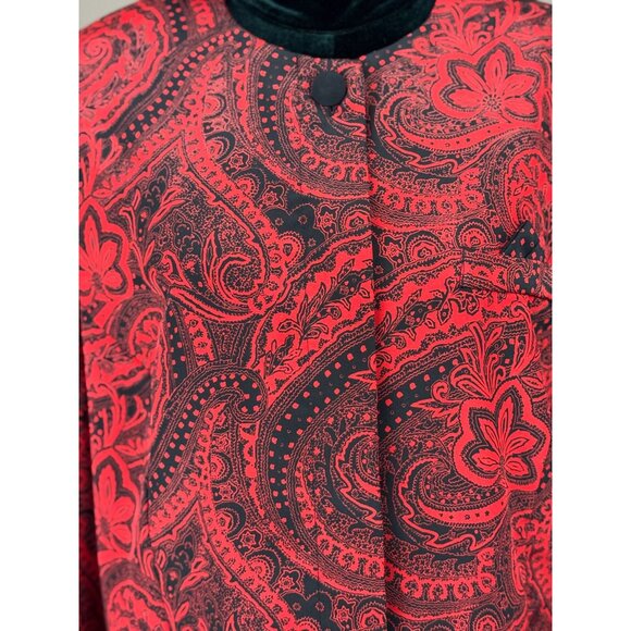 Vintage Koret Jacket Blazer Womens 14 Red Black Paisley Retro Glam Boho Chic - Picture 11 of 15